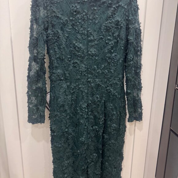 X By Xscape Green Lace Floral Long Sleeve Midi Dress Size 10 - Picture 2 of 5